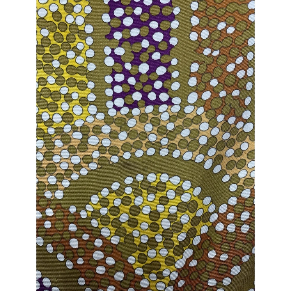 Vintage Christian Dior Silk Scarf Wrap Gold Multicolor Artsy Abstract 20x68 - Picture 11 of 16